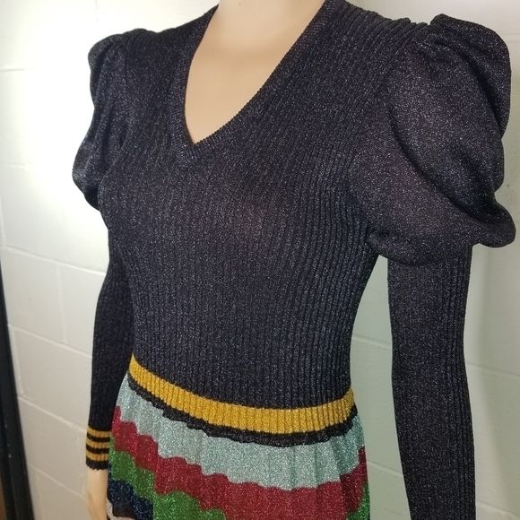 Vtg 70s Young East metallic knit long sleeve maxi dress - Picture 10 of 12